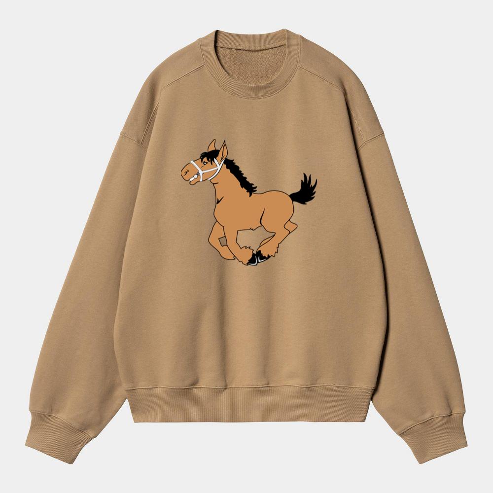 Galloping Happy Brown Horse Sweatshirt