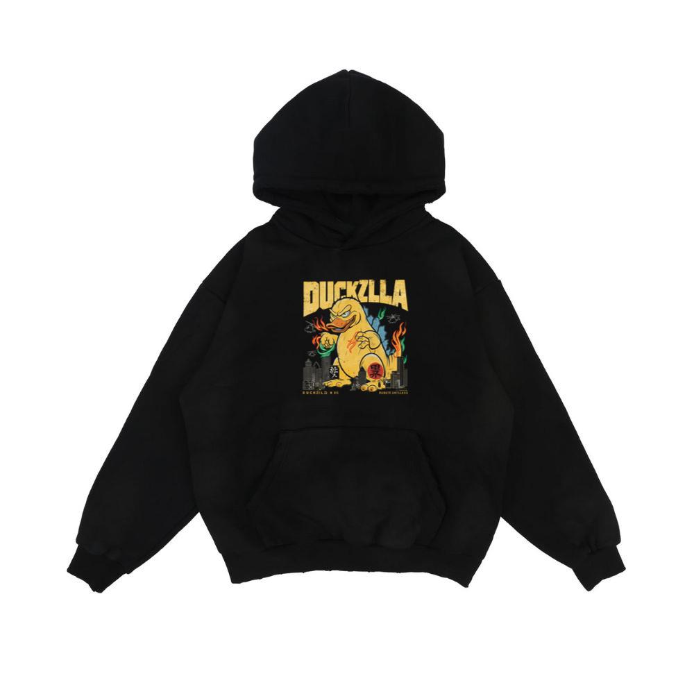 Giant Duck Monster Retro Cartoon Design Hoodie