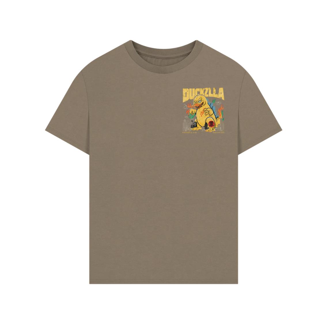 Giant Duck Monster Retro Cartoon Design T-Shirt - Image 2
