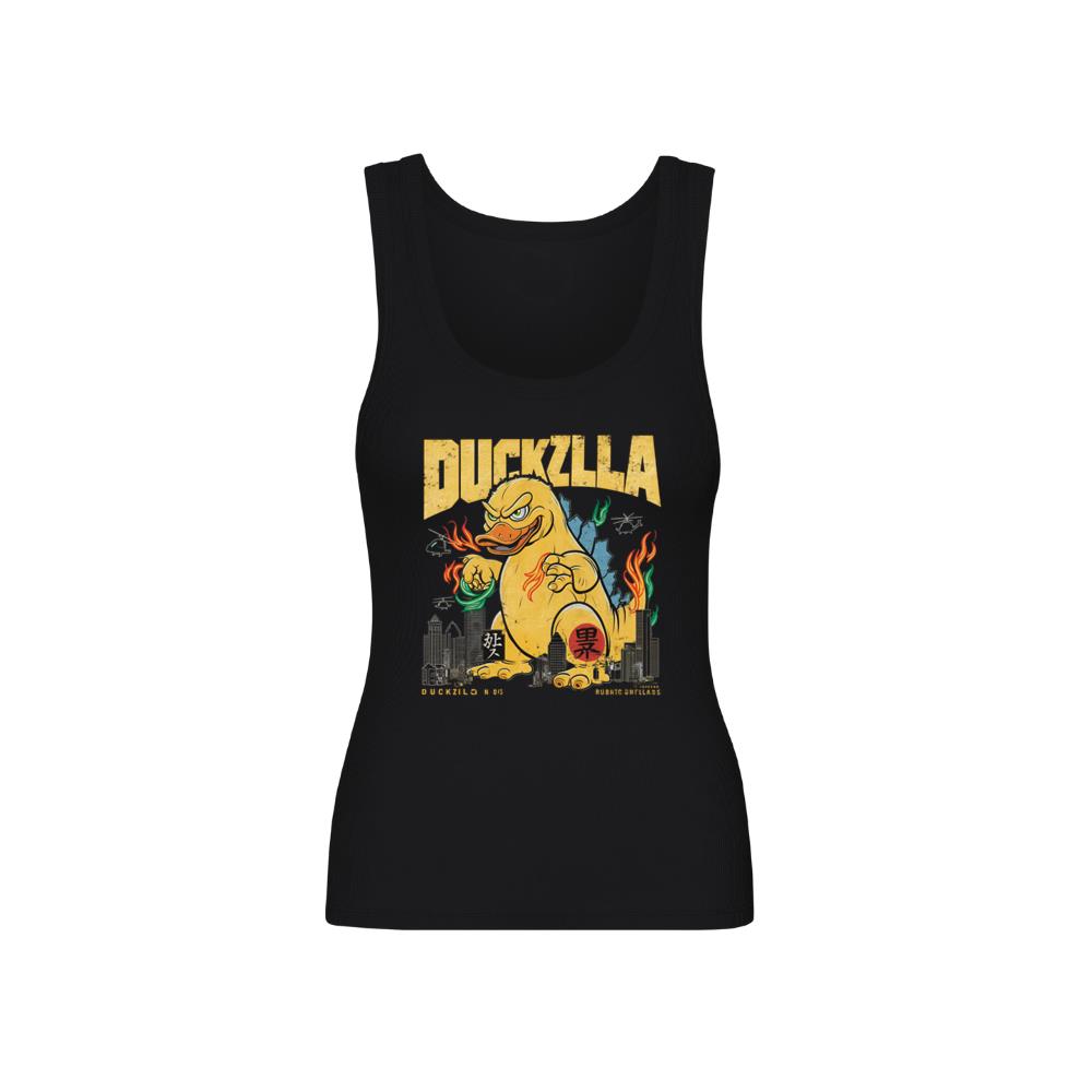 Giant Duck Monster Retro Cartoon Design Tank Top