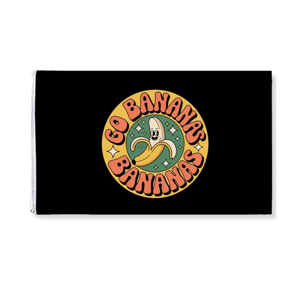 Go Bananas Cartoon Banana Artwork for Fun Retro Lifestyle Style Flag