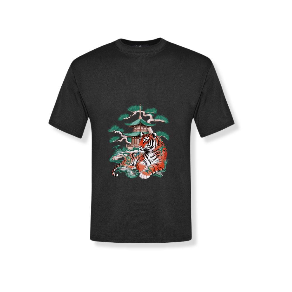 Golden Tiger Emerging from Ocean Japanese Sea Waves T-Shirts