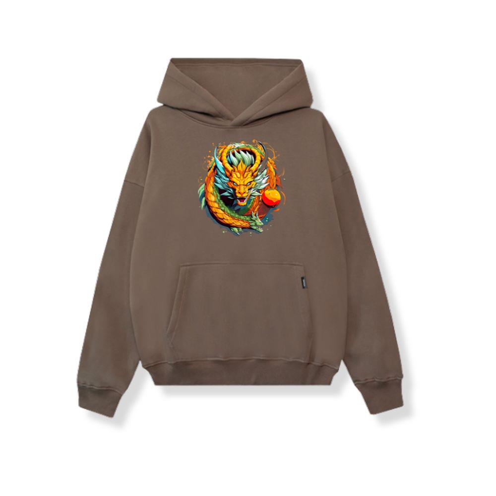 Golden Yellow Dragon Japanese Sea Waves Fantasy Hoodies