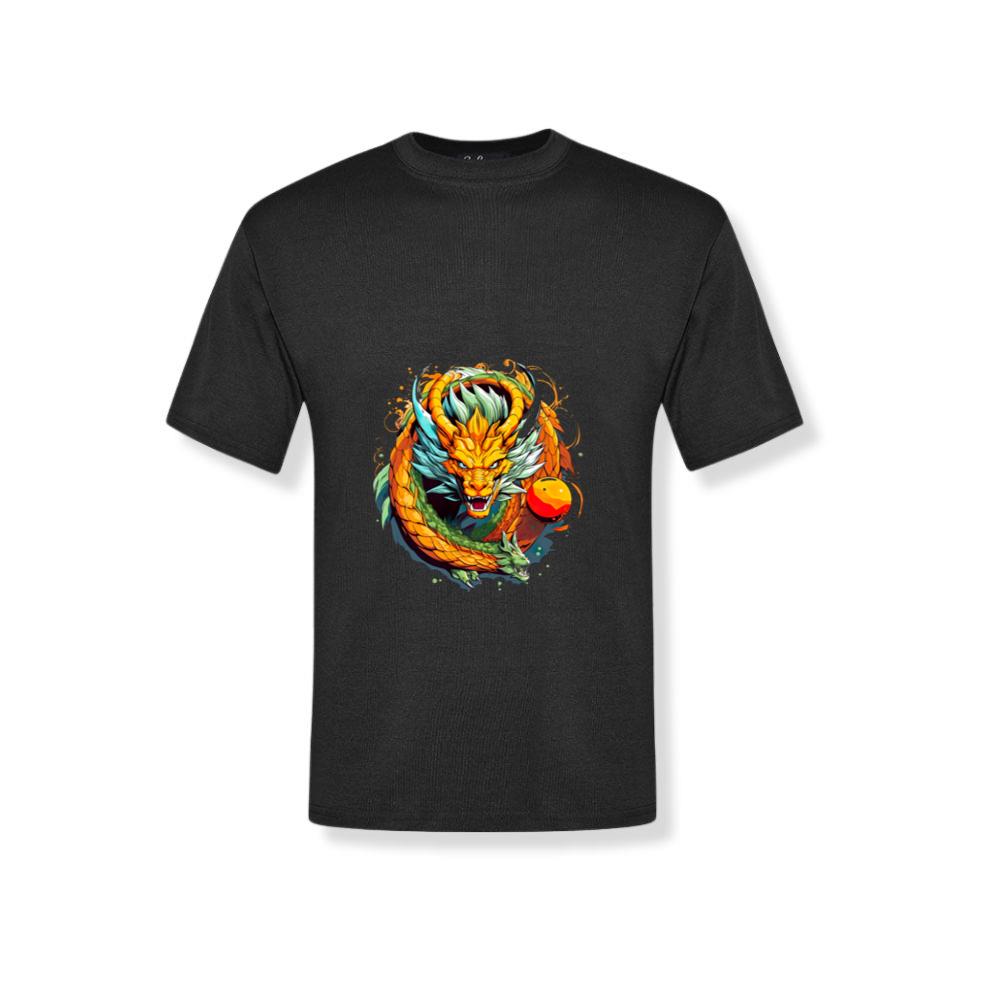 Golden Yellow Dragon Japanese Sea Waves Fantasy T-Shirts