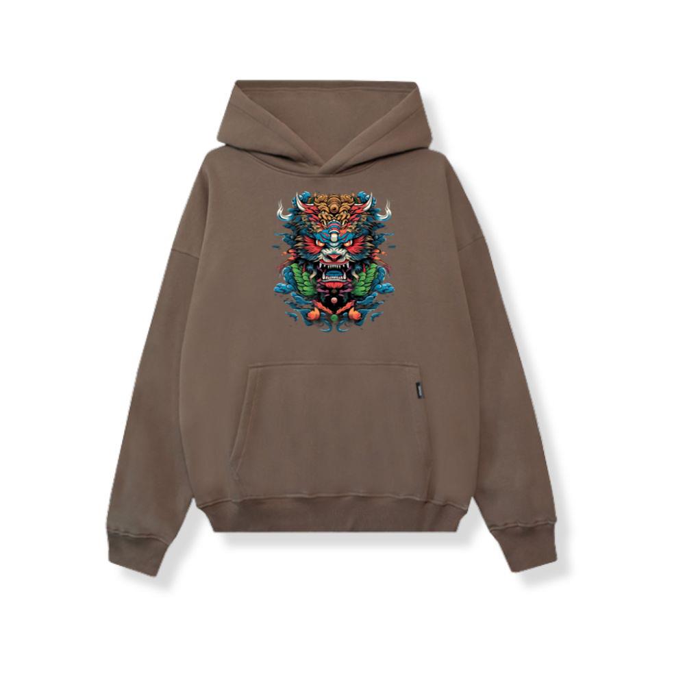 Golden Yellow Dragon with Pearl Japanese Sea Waves Hoodies