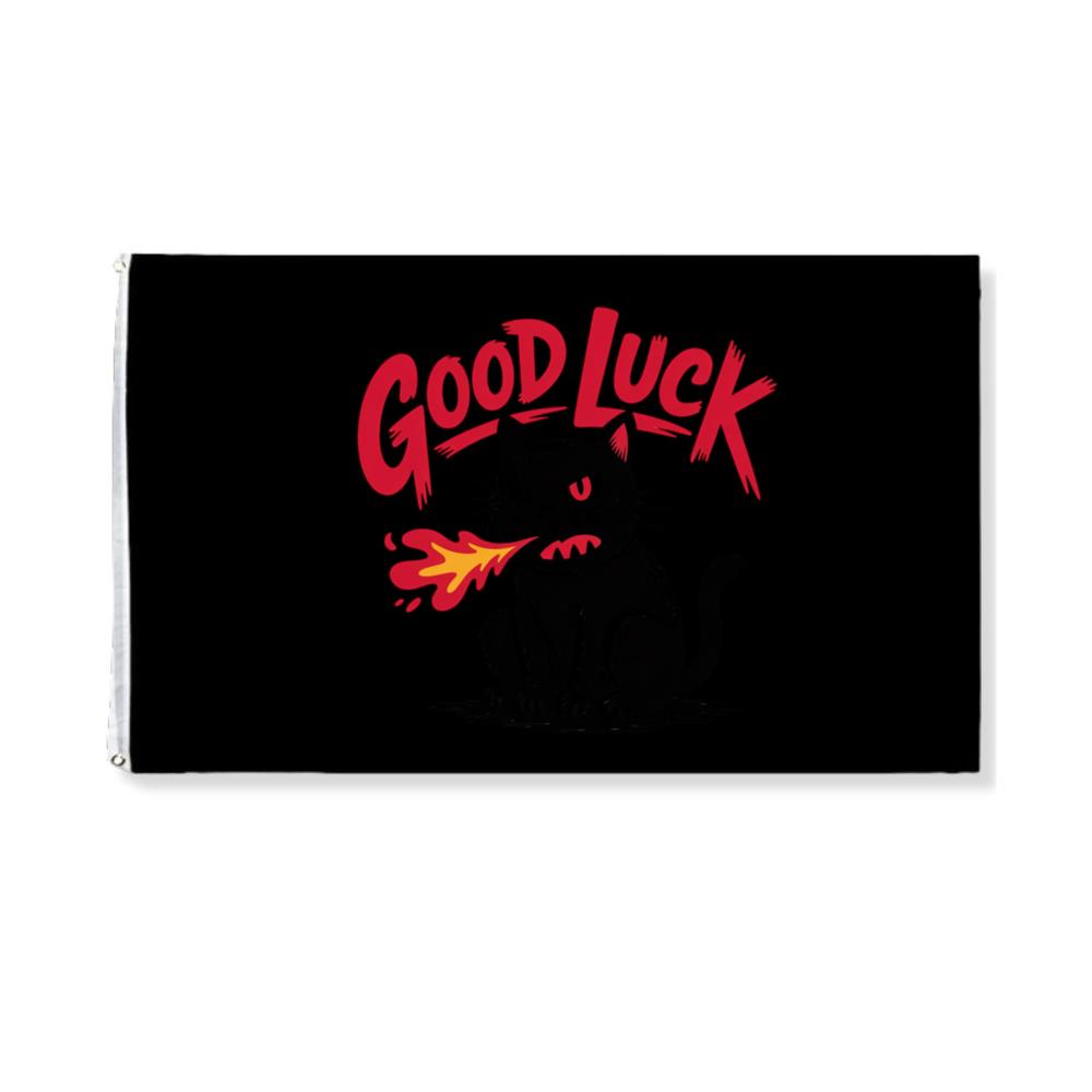 Good Luck Black Cat Vintage Style Graphic Flag
