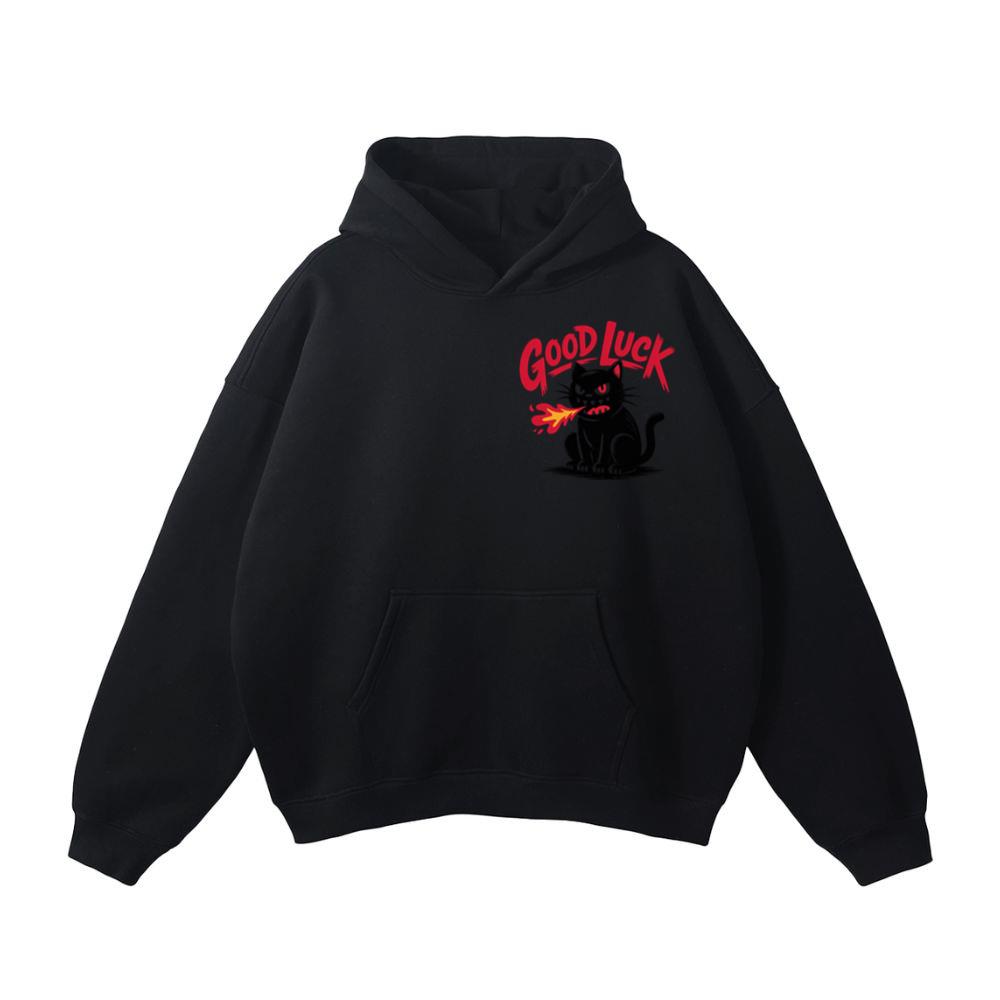 Good Luck Black Cat Vintage Style Graphic Hoodie
