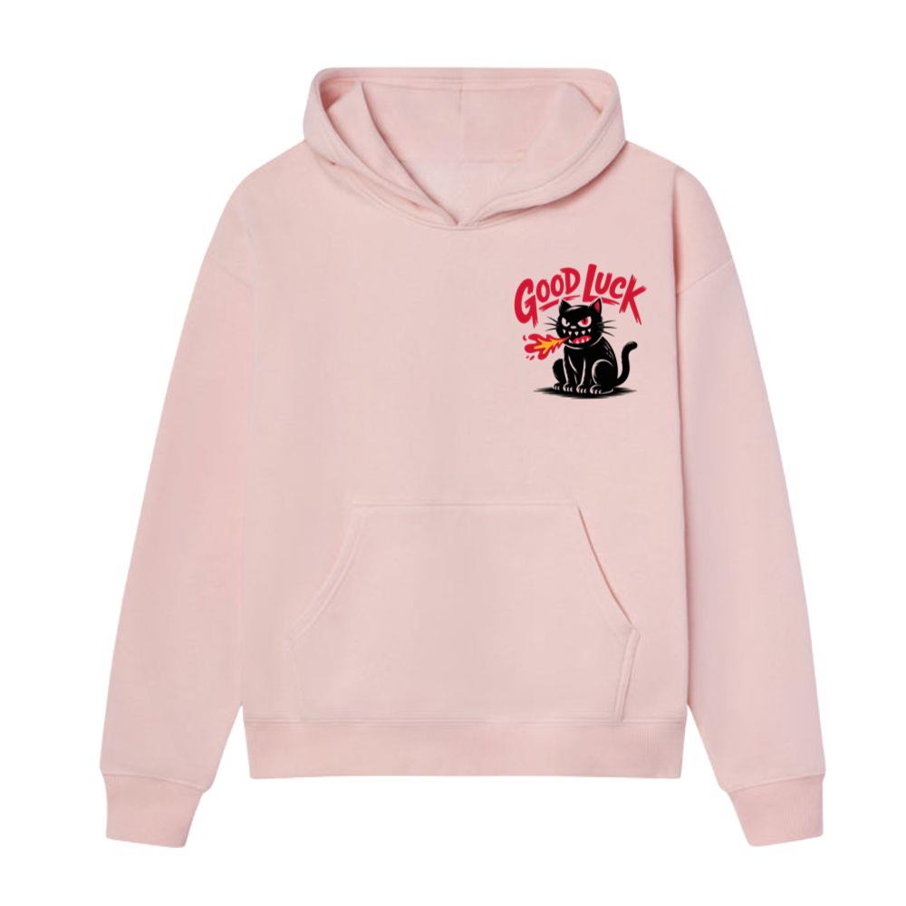 Good Luck Black Cat Vintage Style Graphic Hoodie