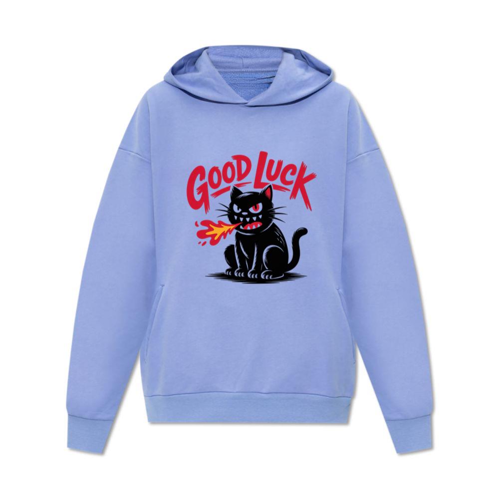 Good Luck Black Cat Vintage Style Graphic Hoodie