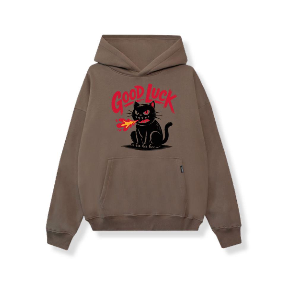 Good Luck Black Cat Vintage Style Graphic Hoodie
