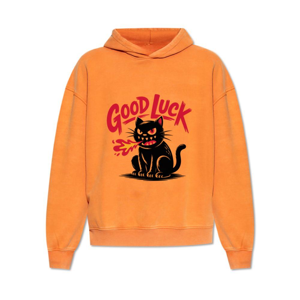 Good Luck Black Cat Vintage Style Graphic Hoodie