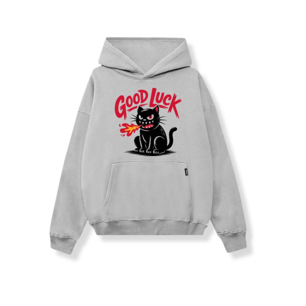 Good Luck Black Cat Vintage Style Graphic Hoodie