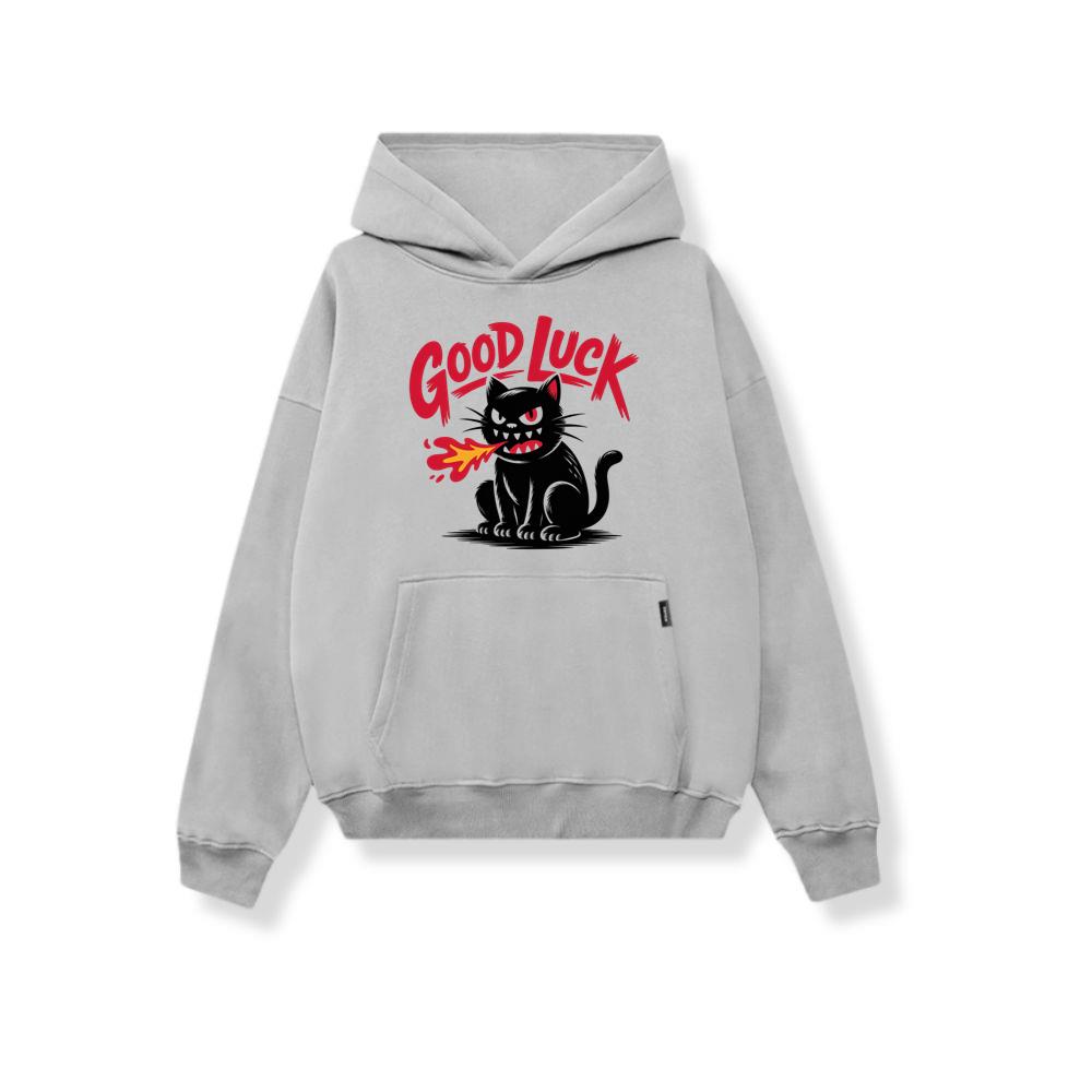 Good Luck Black Cat Vintage Style Graphic Hoodies