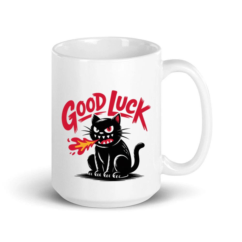Good Luck Black Cat Vintage Style Graphic Mug