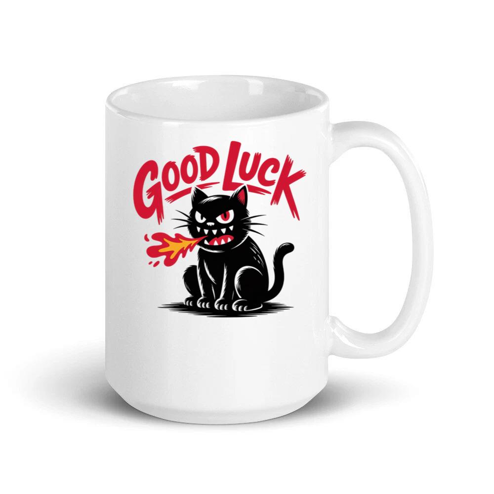 Good Luck Black Cat Vintage Style Graphic Mug