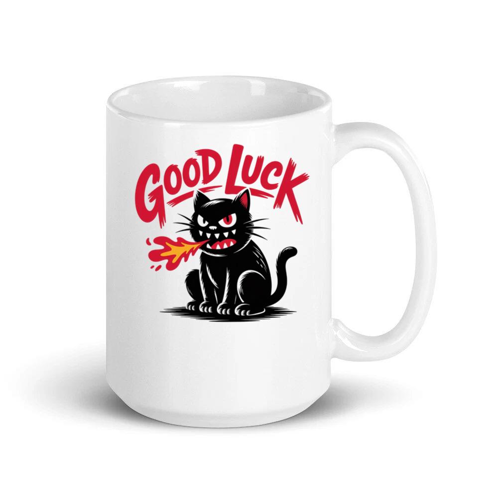 Good Luck Black Cat Vintage Style Graphic Mug
