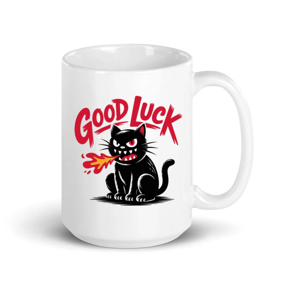 Good Luck Black Cat Vintage Style Graphic Mug