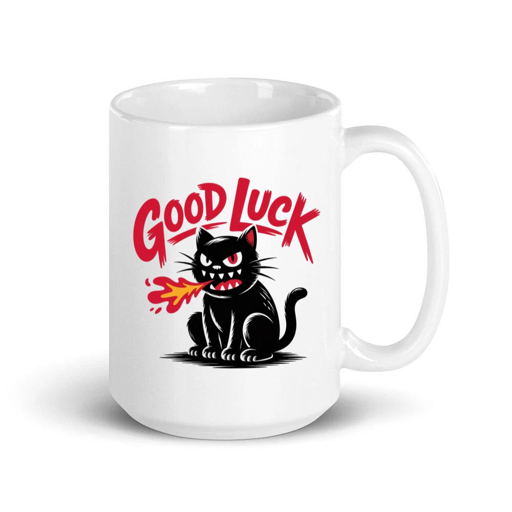 Good Luck Black Cat Vintage Style Graphic Mug