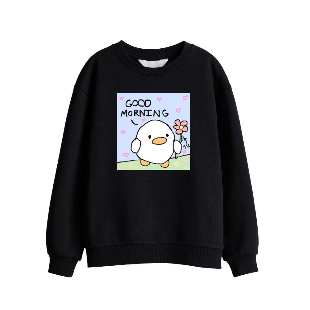 Good Morning Duck with Flower Sweatshirts