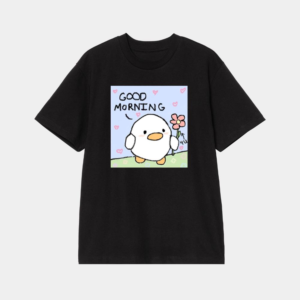 Good Morning Duck with Flower T-Shirt