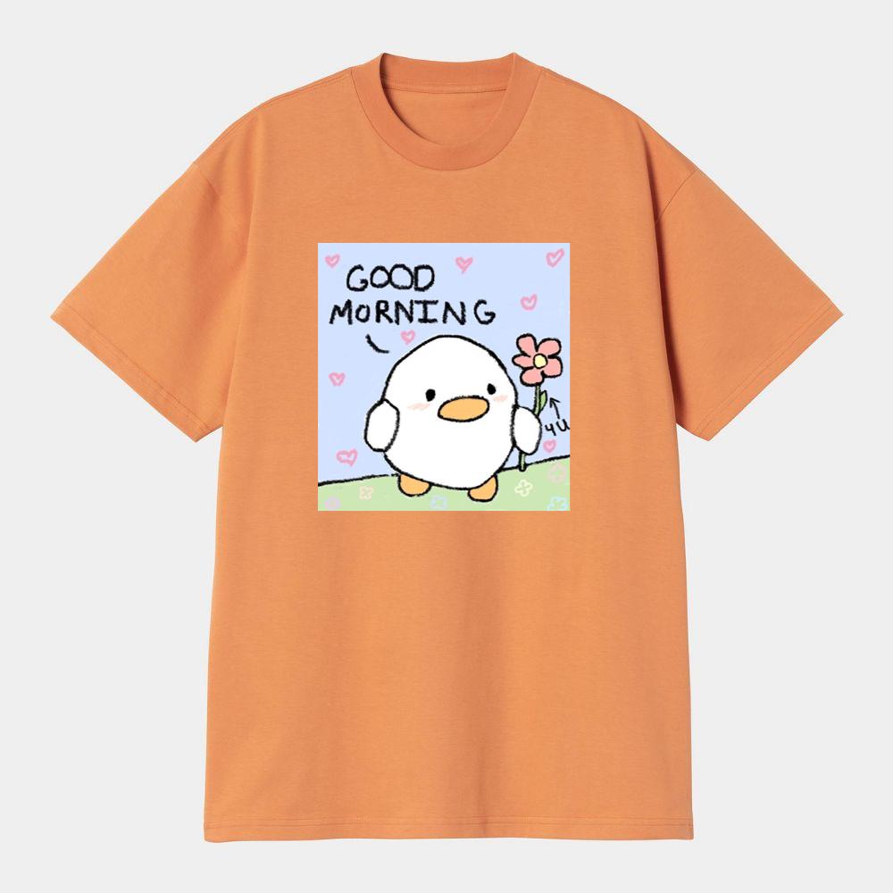 Good Morning Duck with Flower T-Shirts