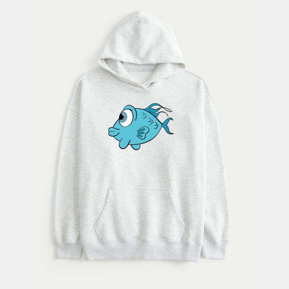 Goofy Blue Cartoon Fish Hoodie