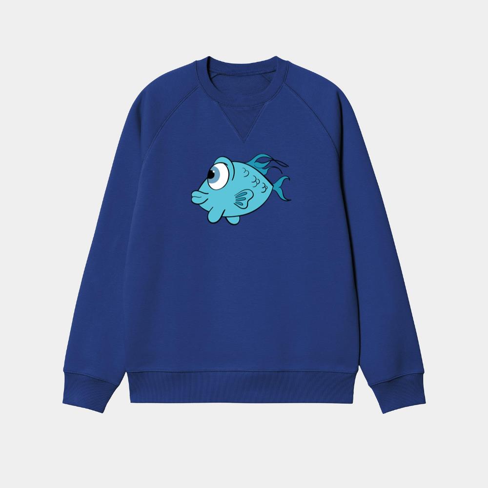 Goofy Blue Cartoon Fish Sweatshirt