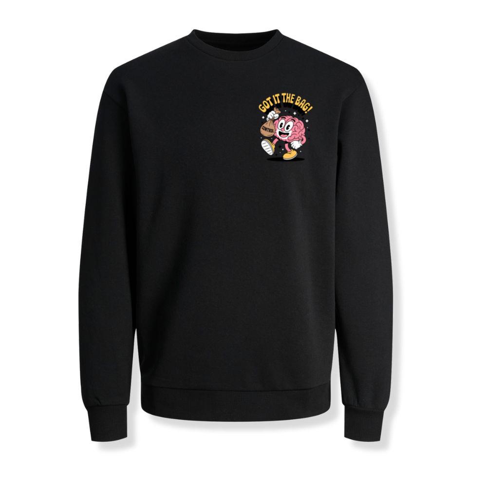 Got It In The Bag Brain Cartoon Artwork for Smart Confident Energy Sweatshirts