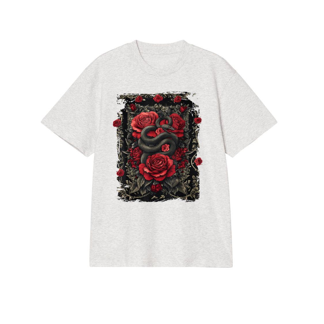 Gothic Snake Rose Enchanted, Vintage Floral Serpent T-Shirt