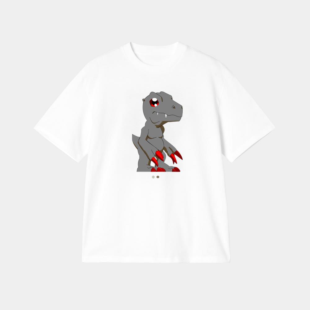 Gray Cartoon Dinosaur With Claws T-Shirt