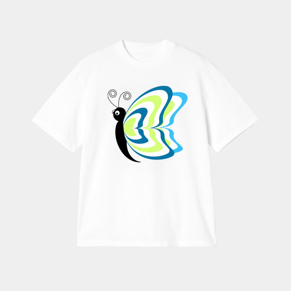 Green Blue Swirl Wing Butterfly T-Shirt