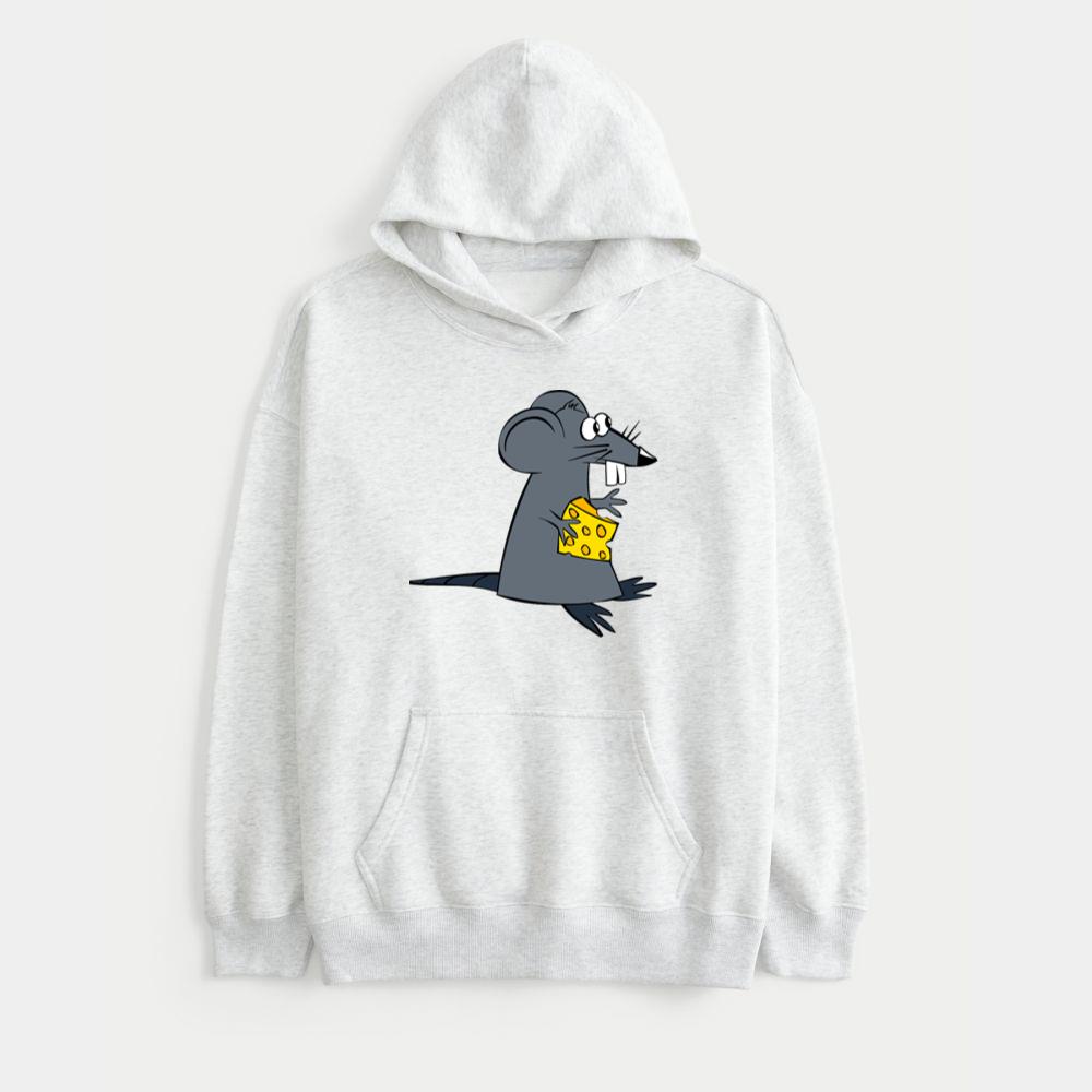 Grey Mouse Loves Cheese Hoodie
