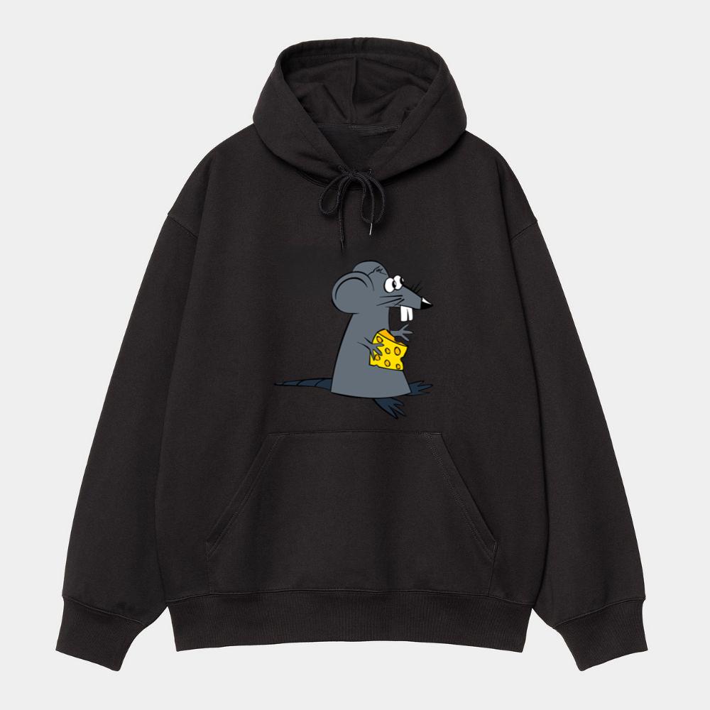 Grey Mouse Loves Cheese Hoodie