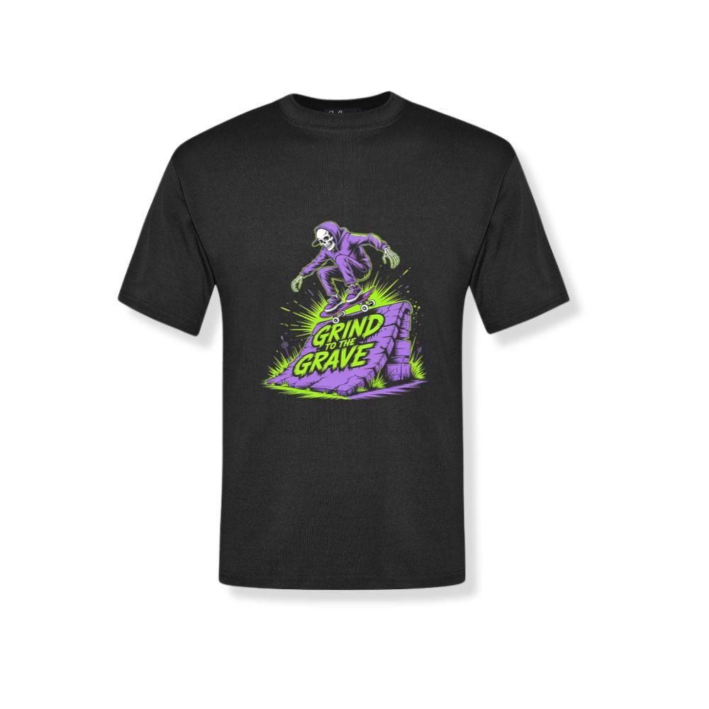 Grind to the Grave Skeleton Skateboard Graphic T-Shirt