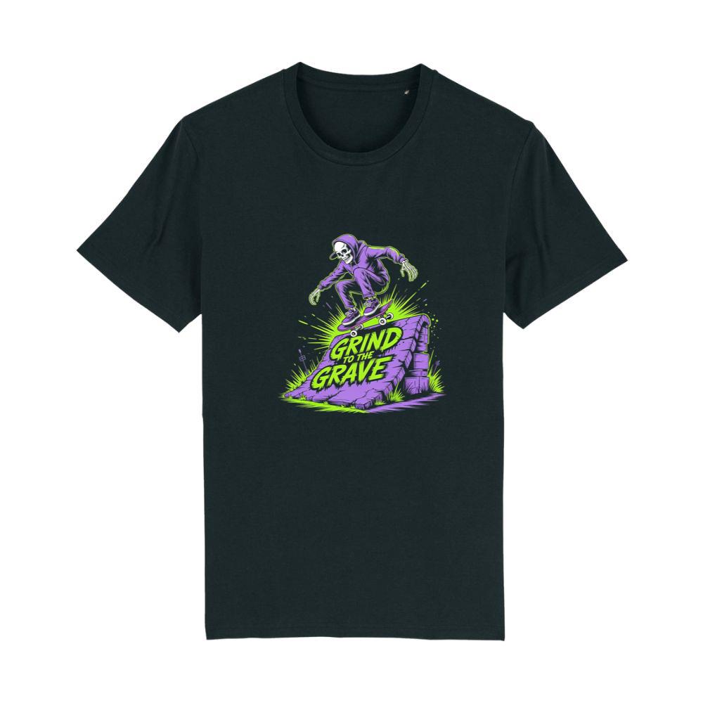 Grind to the Grave Skeleton Skateboard Graphic T-Shirts