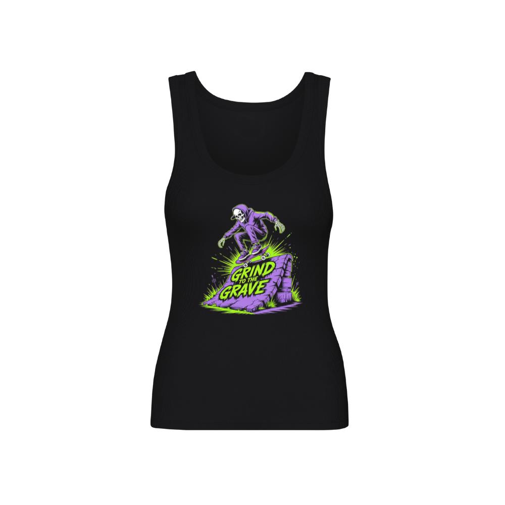 Grind to the Grave Skeleton Skateboard Graphic TankTop