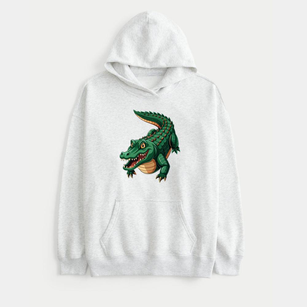 Grinning Green Cartoon Crocodile Hoodie