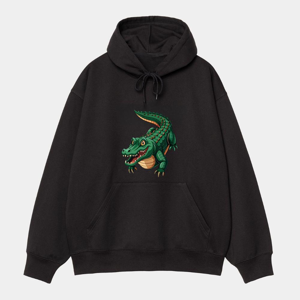 Grinning Green Cartoon Crocodile Hoodie