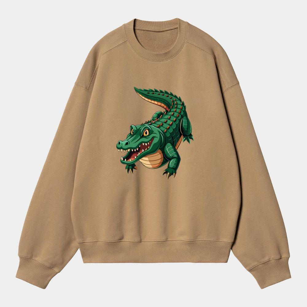 Grinning Green Cartoon Crocodile Sweatshirt