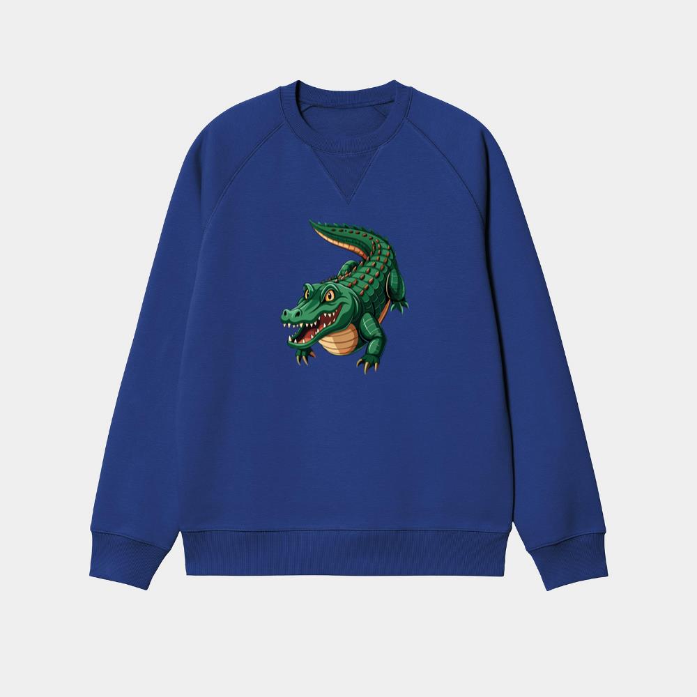 Grinning Green Cartoon Crocodile Sweatshirt