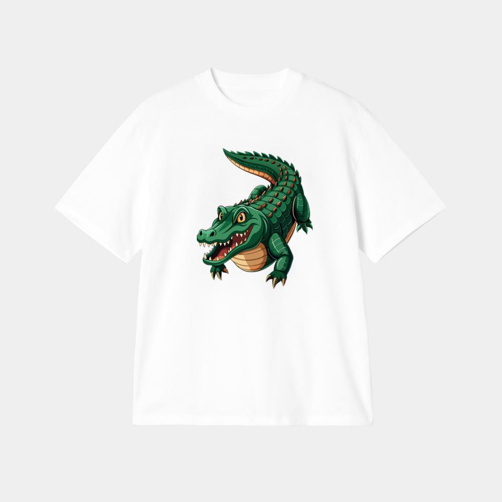 Grinning Green Cartoon Crocodile T-Shirt