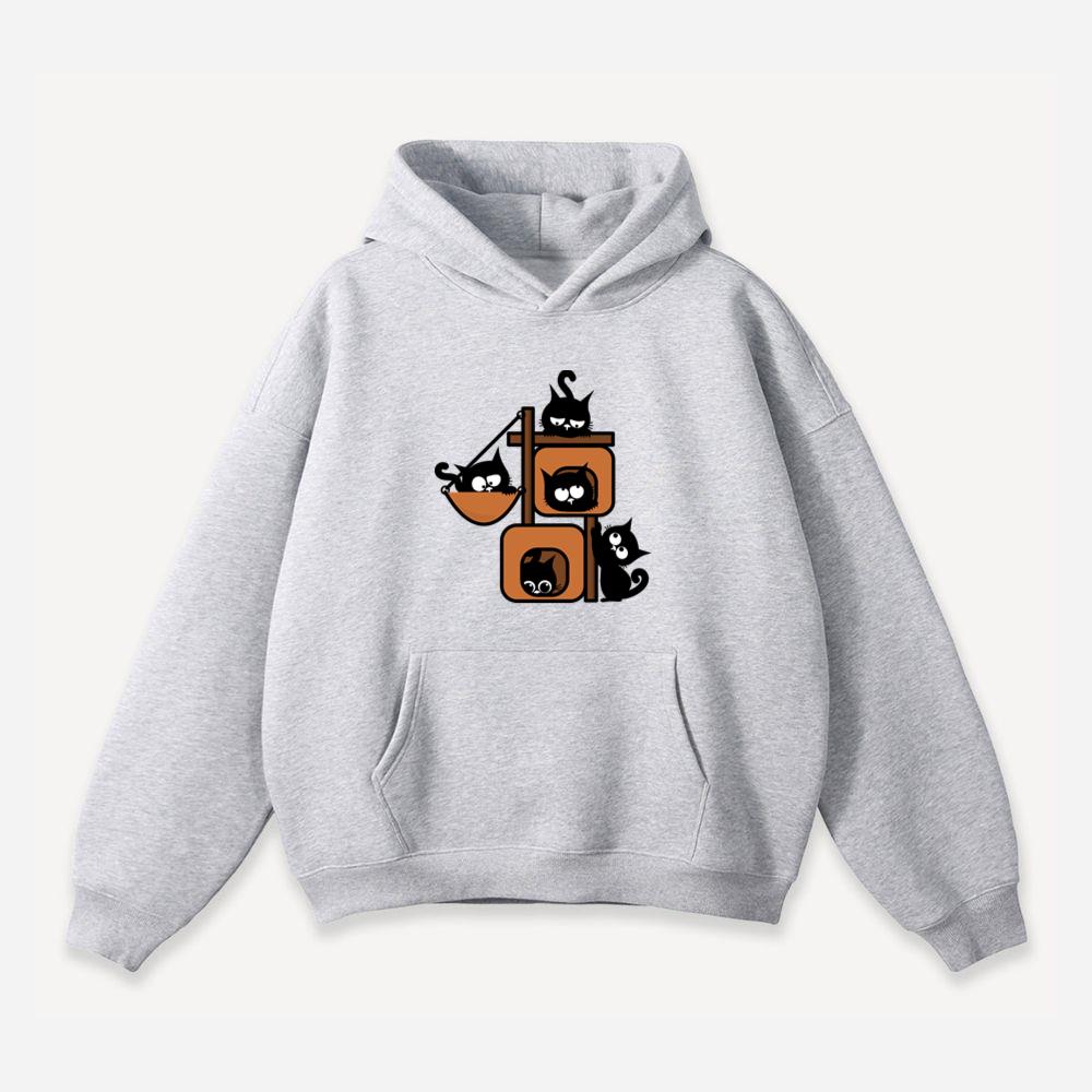 Group Of Cartoon Black Cats Hoodies Dailyverdes