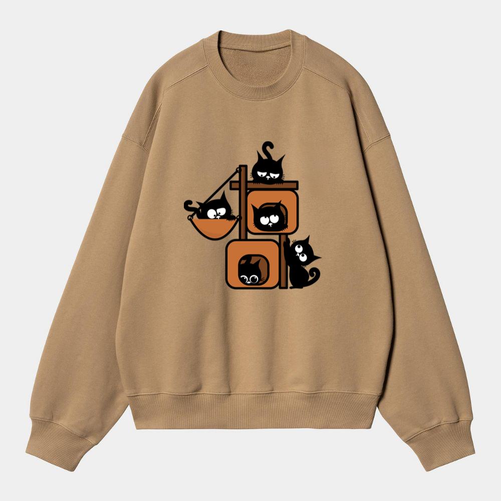 Group Of Cartoon Black Cats Sweatshirt