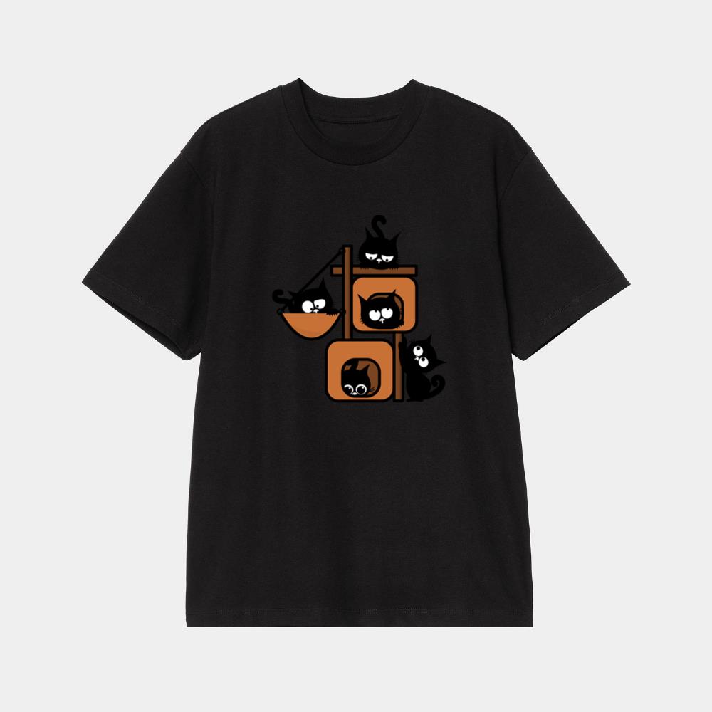 Group Of Cartoon Black Cats T-Shirt
