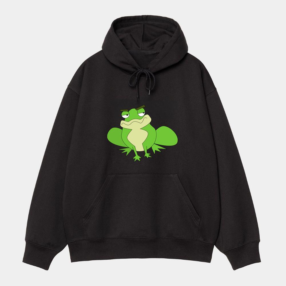 Grumpy Cartoon Frog Hoodie