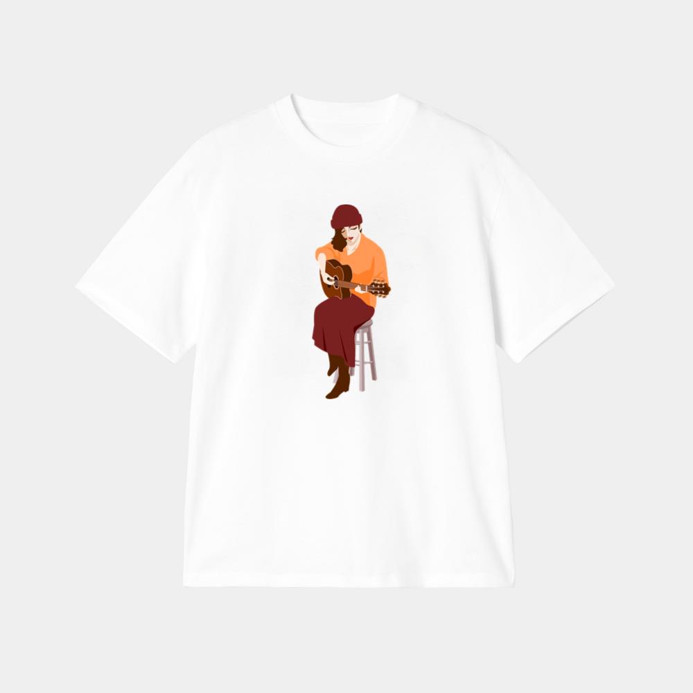 Guitar Girl in Hat T-Shirt