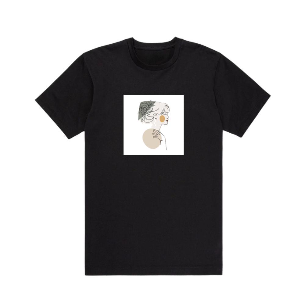 Hand Drawn Lady With Flower Hat T-Shirts