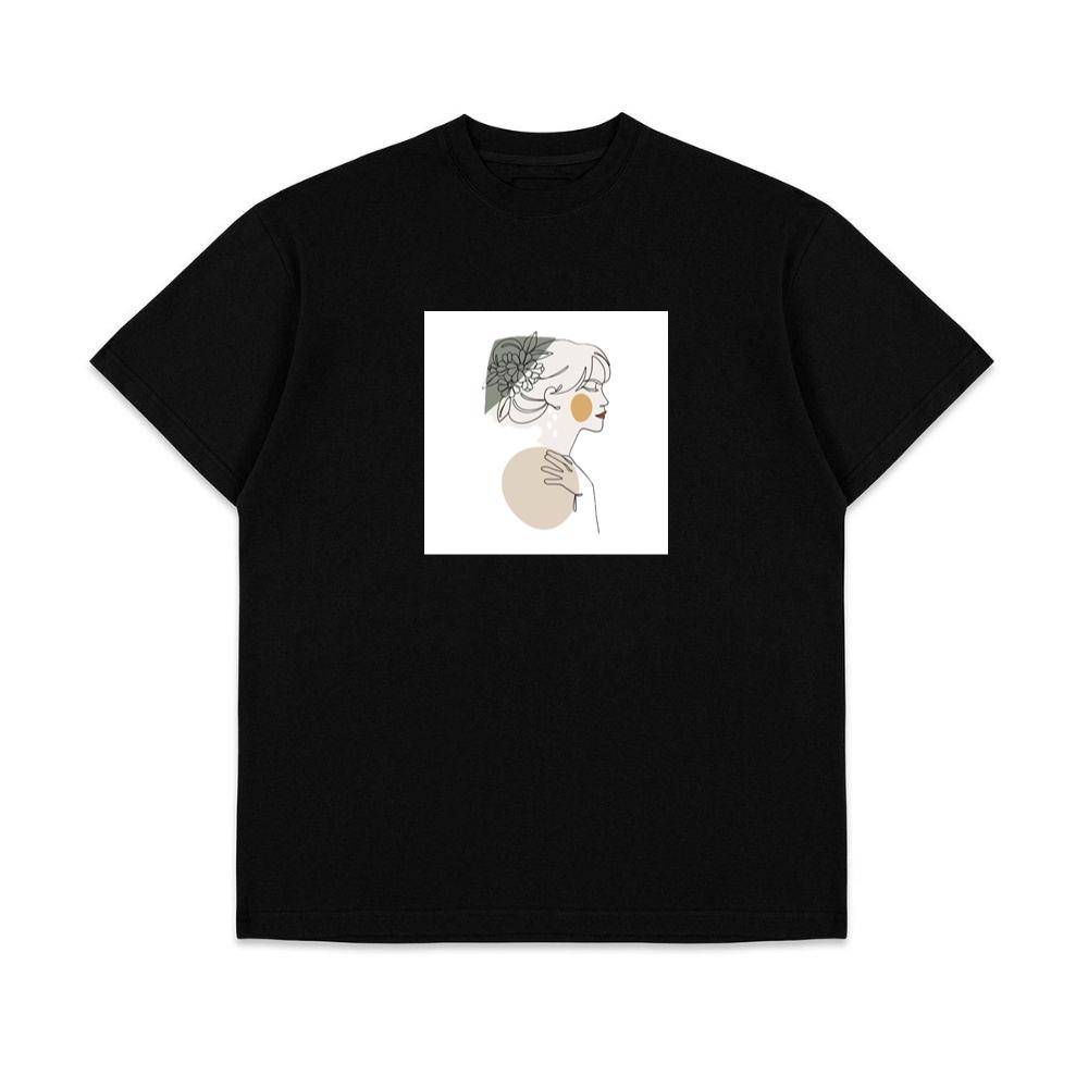 Hand Drawn Lady With Flower Hat T-Shirts