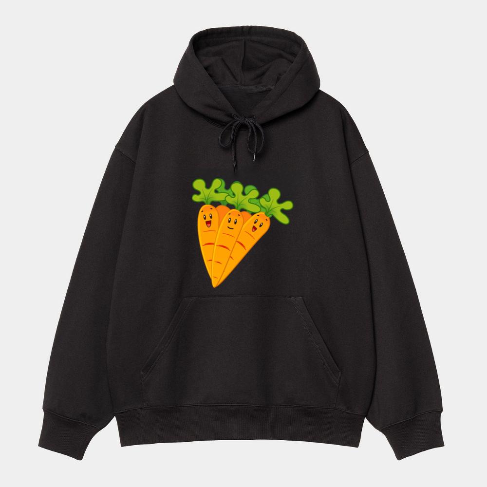 Happy Carrot Trio With Faces Hoodie