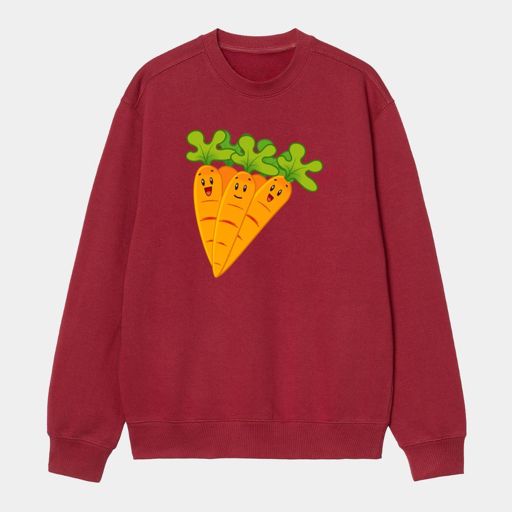 Happy Carrot Trio With Faces Sweatshirt